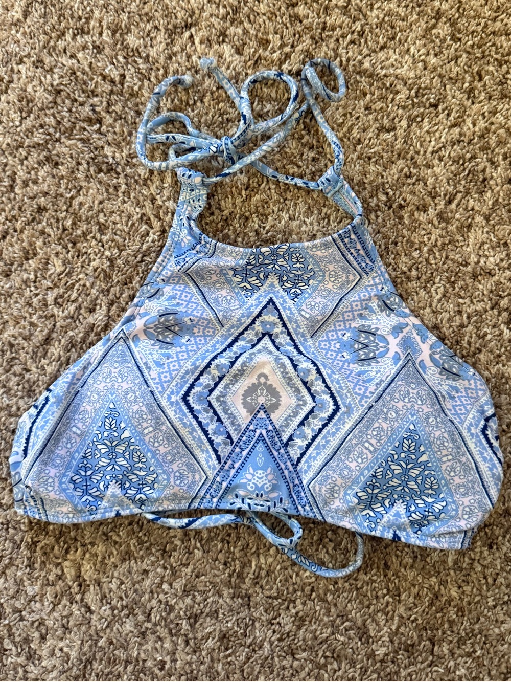 Xhilaration Purple and Blue Tie-Back Halter Bikini Top